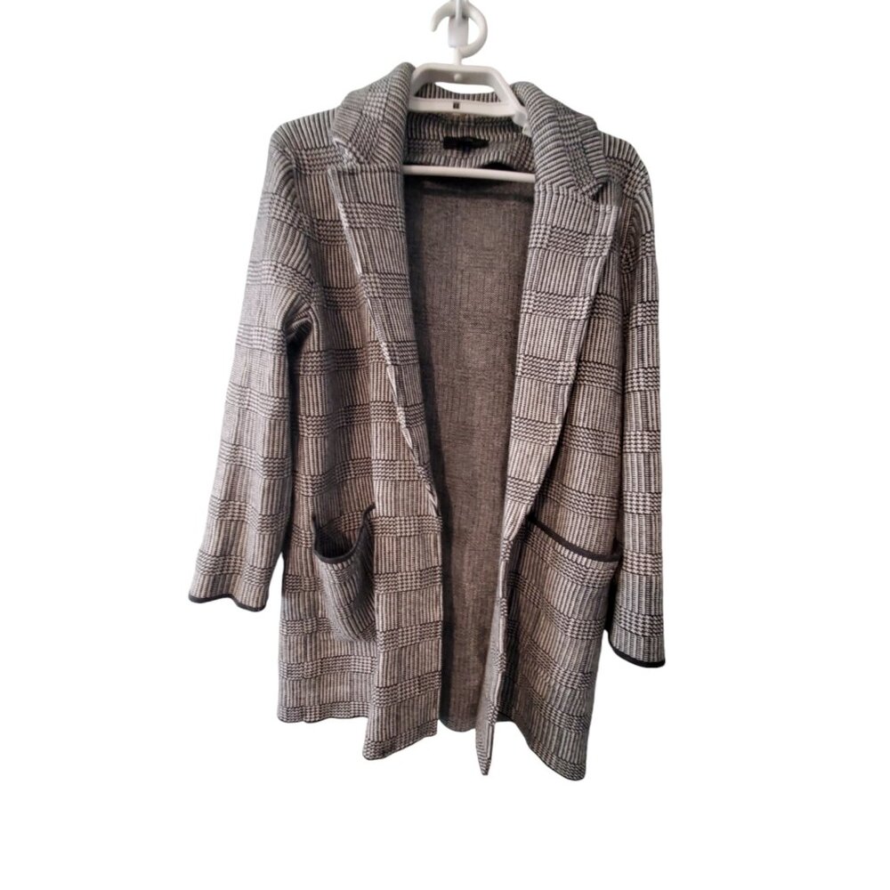 J Crew Sophie open sweater blazer womens XS Glen Plaid wool blend